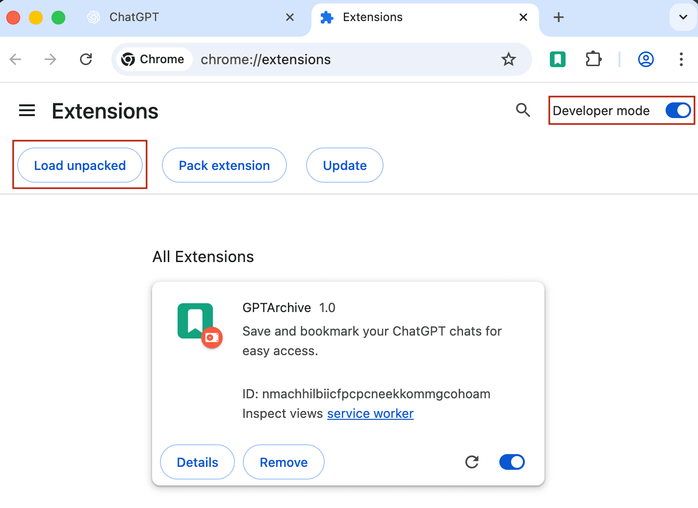 Load Unpacked Extension